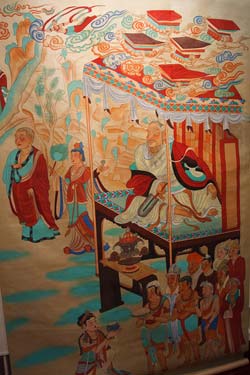 Vimalakîrti débat avec Manjushri, grottes de Mogao, près de  Dunhuang